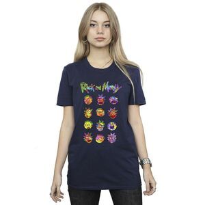 Rick And Morty Womens/Ladies Tie Dye Faces Cotton Boyfriend T-Shirt / Navy Blue